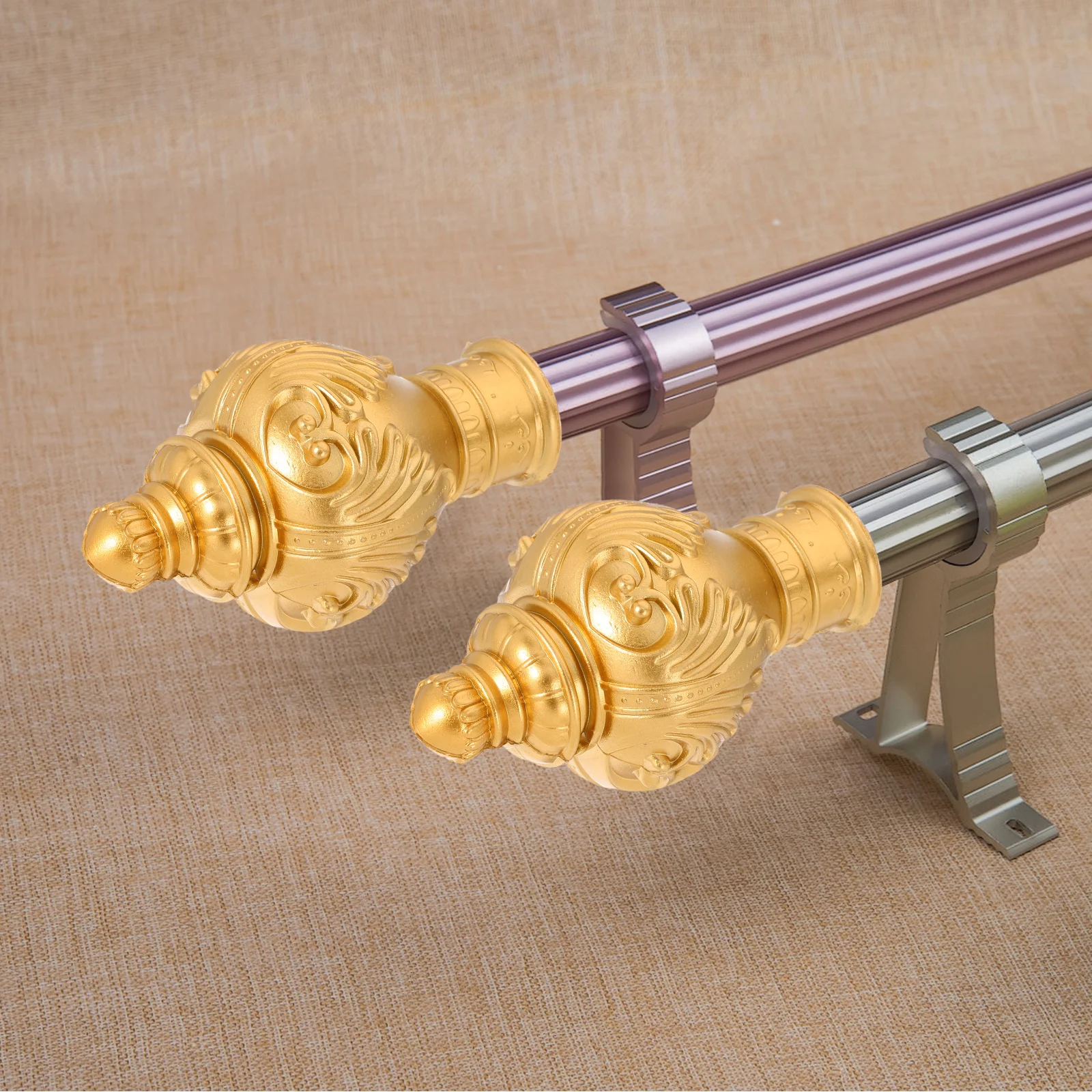

10Pcs Gold Roman Style Curtain Pole Ends 26-28mm Diameter Elegant Vintage Decorative Finials for Home Interiors