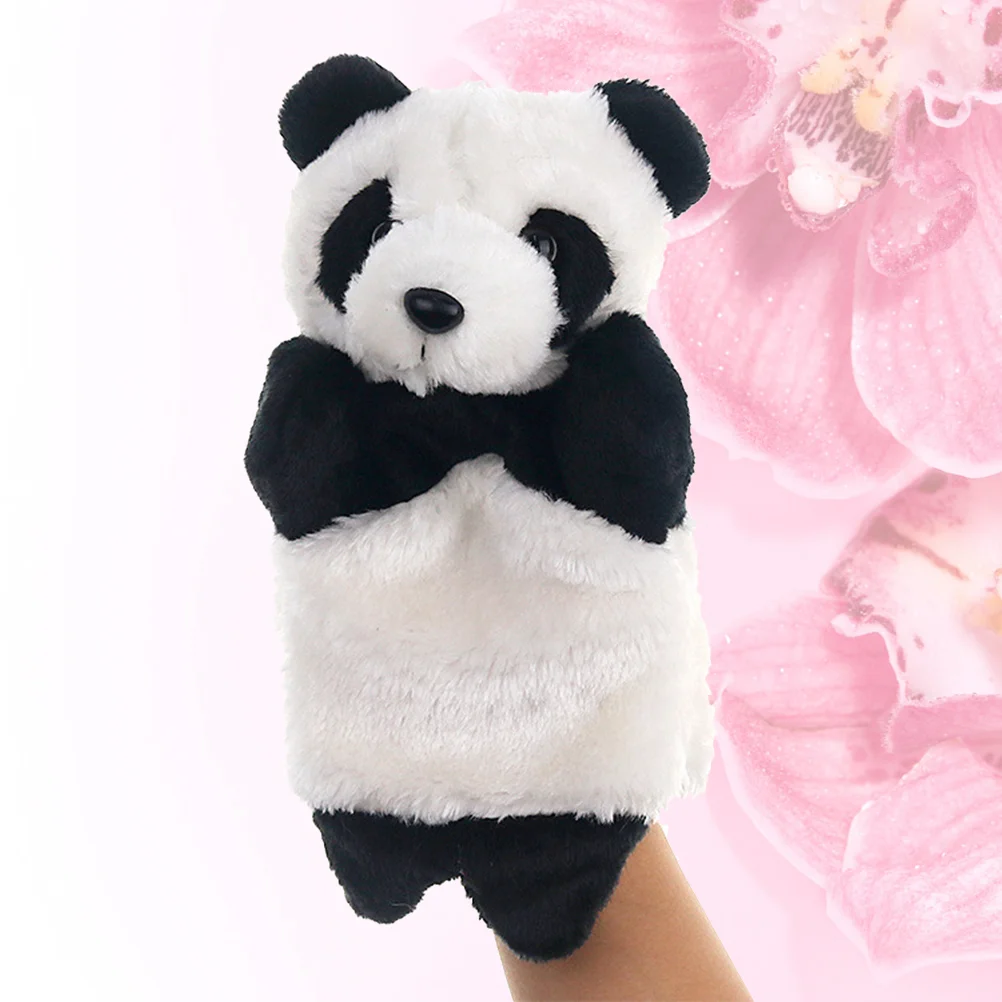 1PC Panda Toy Plush Hand Puppet Story Telling Props Role Play Accessory Party Favor Parent-Child Interactive (25cm)