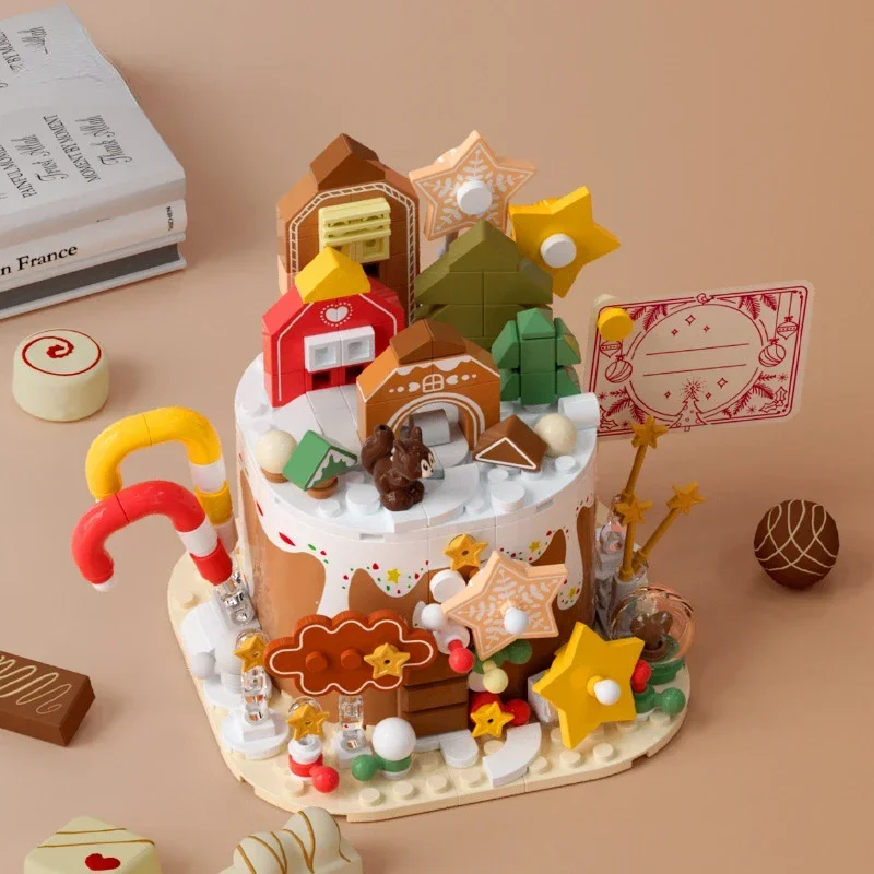 JK5639ปริศนาตัวต่อขนมและเค้ก ของเล่นอนุภาคขนาดเล็ก ปริศนาเด็กชายและเด็กหญิงสามมิติ