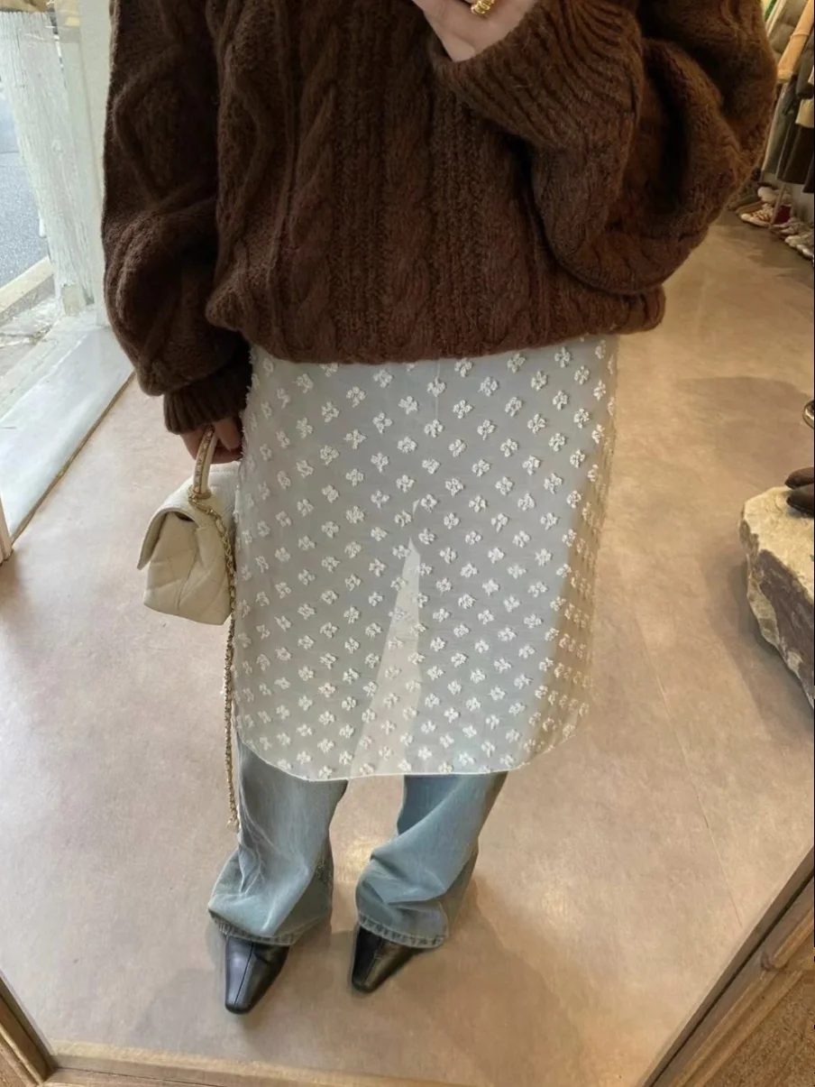 東大門ミーエプロンベースマッチングスカートデニムレースカーテン半透明レーススカートカーテン女性の Faion 春 2025