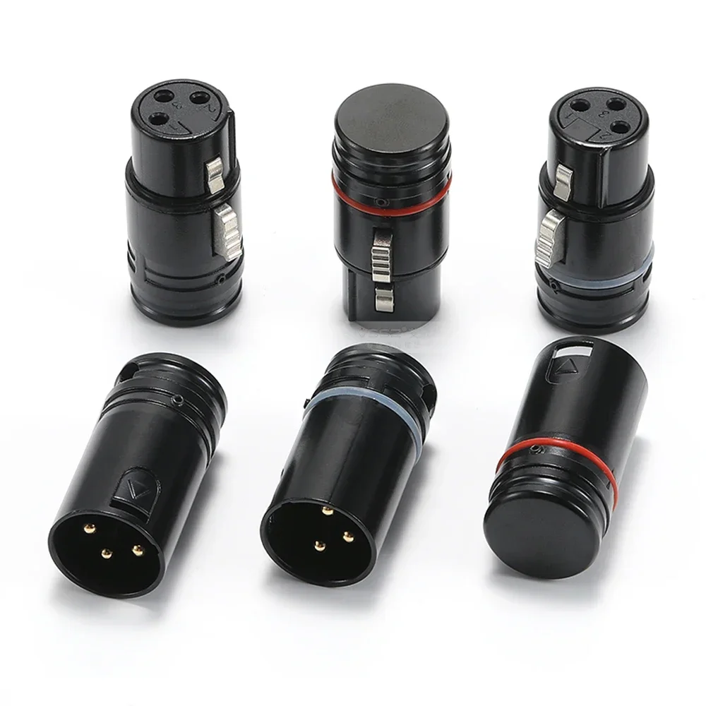AVSSZ موصل كابل XLR 3 Pin منخفض المستوى 90 °   قابس XLR قابل للدوران 360 درجة مع مفتاح ربط، لمضخم صوت الميكروفون