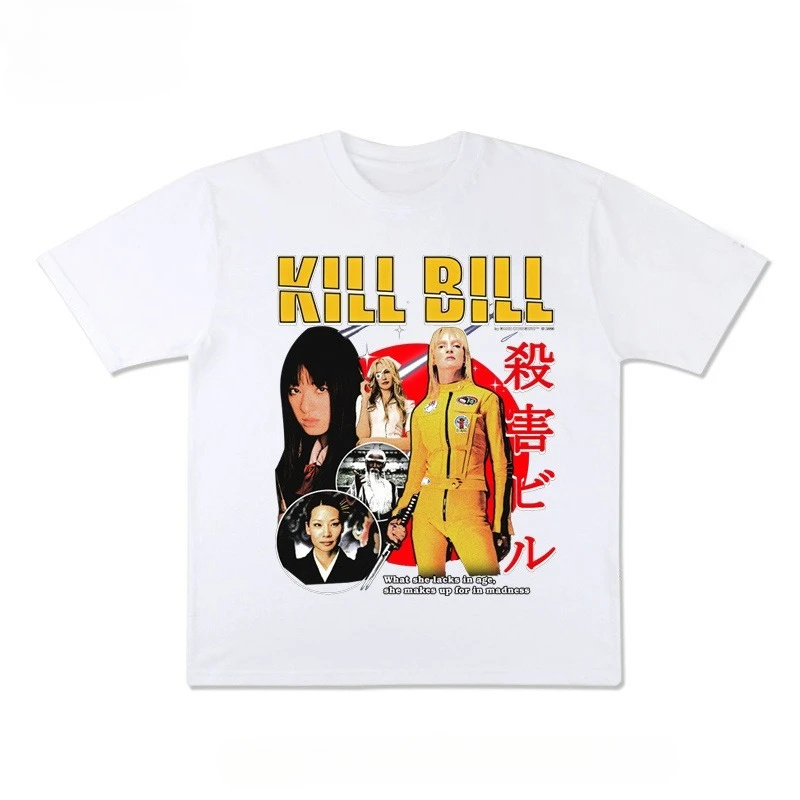 Film-related Printed Men's and Women's Retro Short-sleeved Hip-hop T-shirt with Round Neckline Cotton American-style Summer