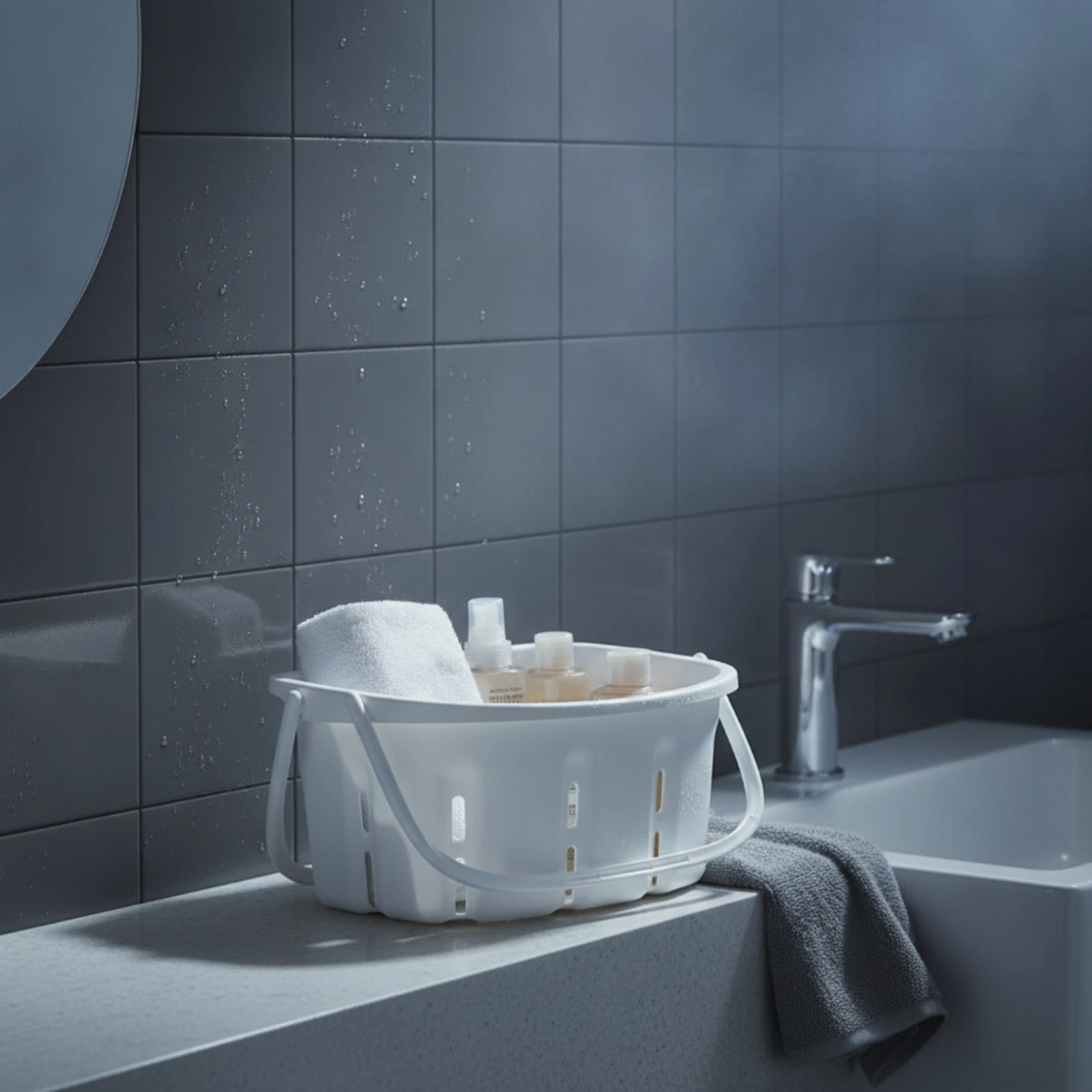 ハンドル付きトイレタリーバスケット-ハンドル付き排水収納バスケット-シャワーオーガナイザー-洗える-軽量-浴室、クローゼット用