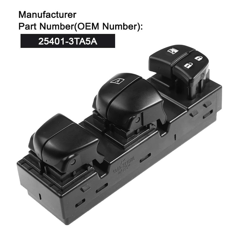 VRVR 25401-3TA5A 254013TA5A Front Left Electric Power Window Switch For 2013-2018 Nissan Altima