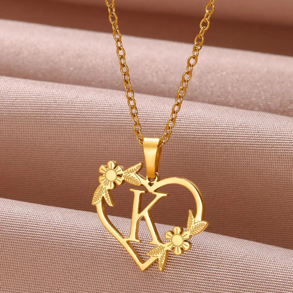 Initial Letter Stainless Steel Pendant Necklace for Women Fashion Gold Color Chain A-Z Alphabet Clavicle Necklaces Jewelry Gift image 2