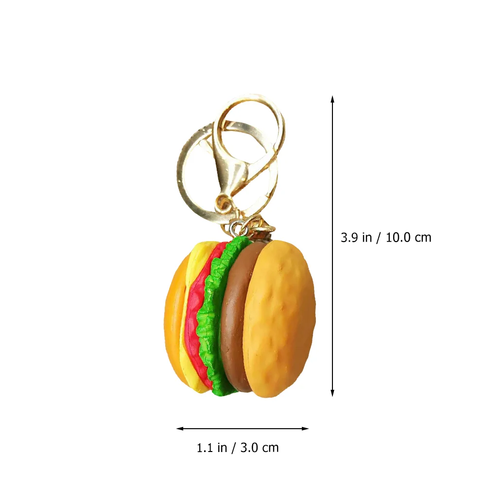 3 Pcs Hamburger Keychain Bag Hanging Keyring Ornament Fake Food Decor Pendants Resin