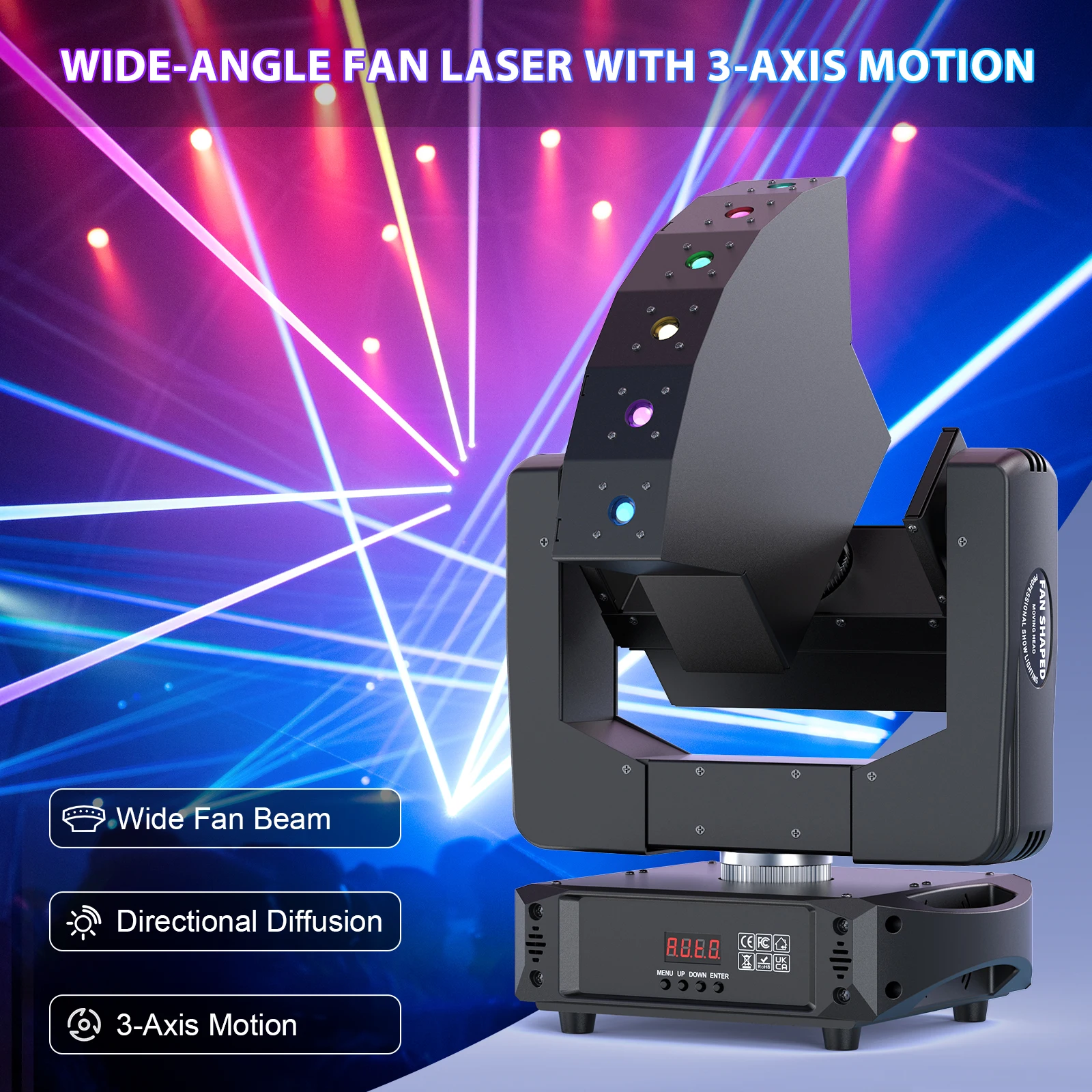 60W 6LED RGB Laser Lights Stage Effect Lighting Voice Control DMX Moving Head Light for Party Concert Theater Live Show Bar Club