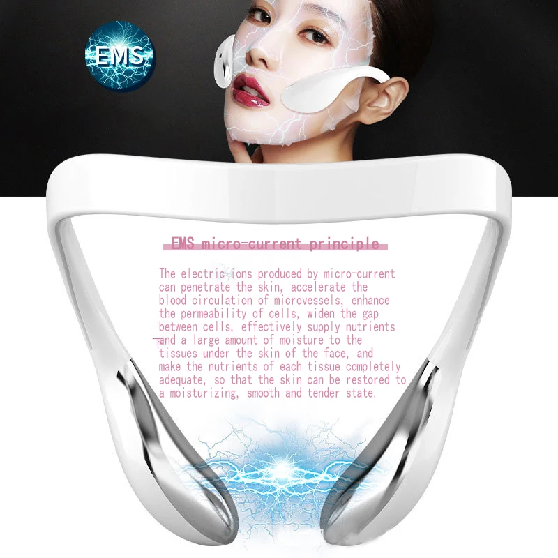 EMS การสั่นสะเทือนเครื่องนวดยกกระชับผิวหน้าสมาร์ทไฟฟ้า V-Face Shaping เครื่องนวด Microcurrent Face Lift เครื่องสุขภาพความงามเครื่องมือ