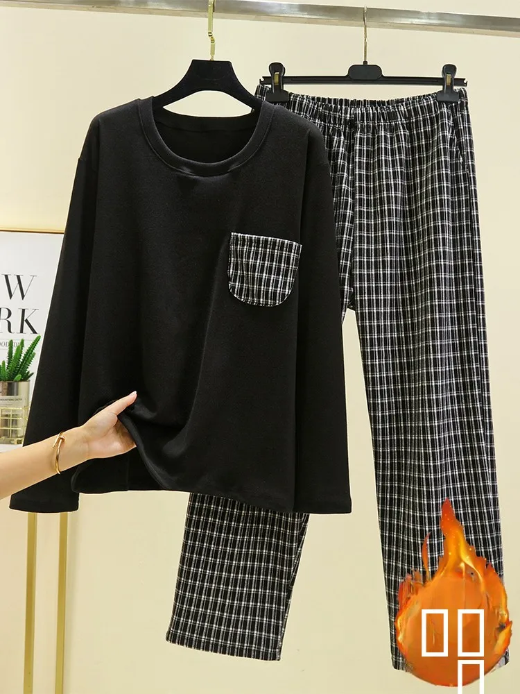 

Мужская пижама Thiened Fce Long Sve Spwear, теплая домашняя одежда, зимняя уличная носимая удобная ночная рубашка свободного покроя