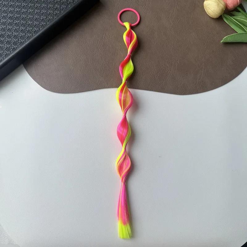 2026 Neue Kinder Spiral-Twist-Perücke Haarband mit langem Quastenschwanz Elastisches Haarband Mädchen Hip-Hop Party Halloween Haaraccessoires – Detail 20