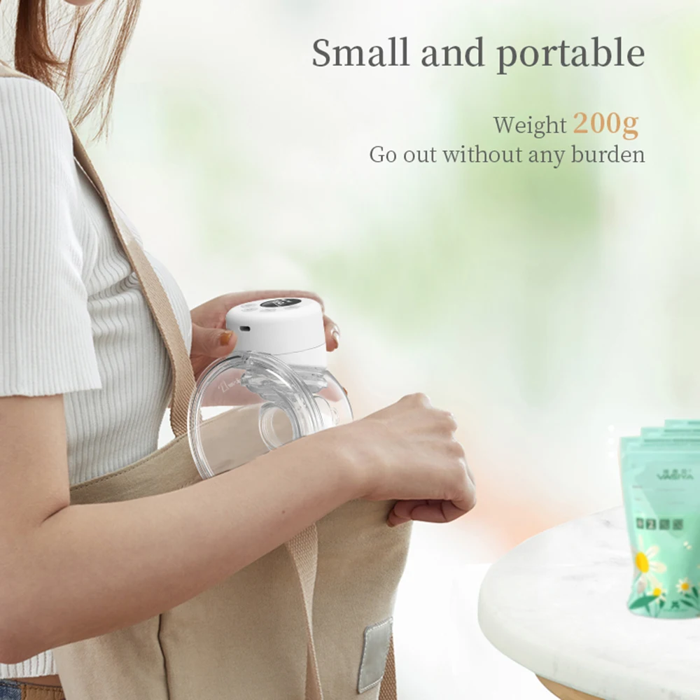 Wearable Electric Breast Pump Silent Invisible Hands Free Breast Pump 2 Modes 9 Levels Adjustable LCD Intelligent Timing Pump