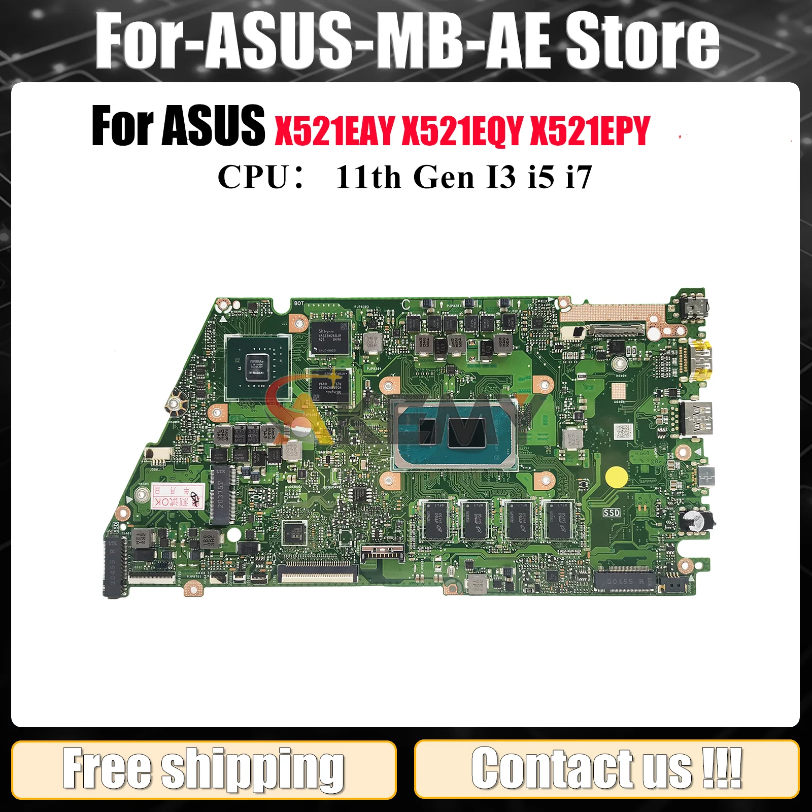 

X521EQY Материнская плата для ноутбука ASUS VivoBook X521EQ X521EQYB X521EPY X521EAY S533E Материнская плата с 11-го поколения I3 i5 i7 100% тестирование