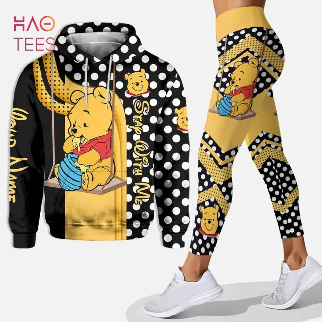 Personalized Disney Winnie the Pooh 3D Women's Hoodie and Leggings Suit Winnie Yoga Pants Sweatpants Fashion Sports Suit Set