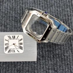 38mm NH35 watch case Square stainless steel Strap with dial and hands Waterproof for Santos mod NH35 NH36 movement 27mm dial
