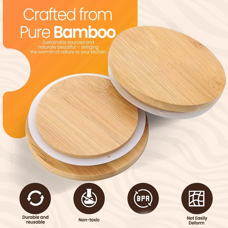 

Бамбуковые крышки для кастрюль, 12 шт. - Многоразовые герметичные крышки для банок для хранения и консервации продуктов (розница)