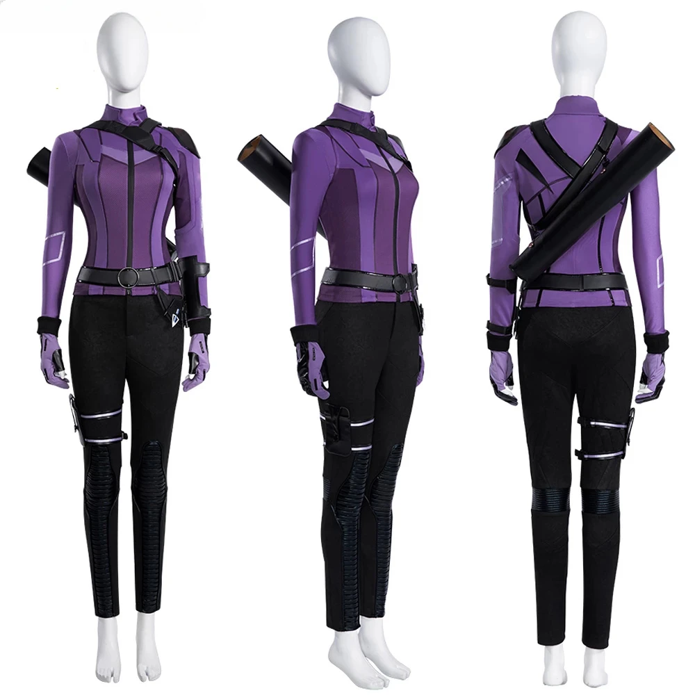 Female Hawkeye Kate Bishop Cosplay Costume with Quiver Hawkeye Super Powered Hero Outfit for Halloweewn Carnival Party