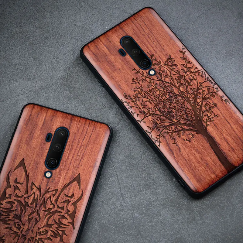 Shockproof Real Wood Phone Case For Oneplus 9 Pro Case Wooden Full Cover Silicone Coque For Oneplus 7 7T 8 Pro 8T 9R Case Funda