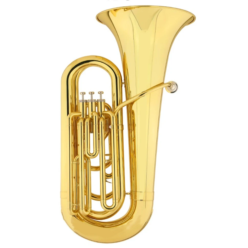

Hooqu Popular Concert Playing Tuba Yellow Brass 3 Piston Model Tuba