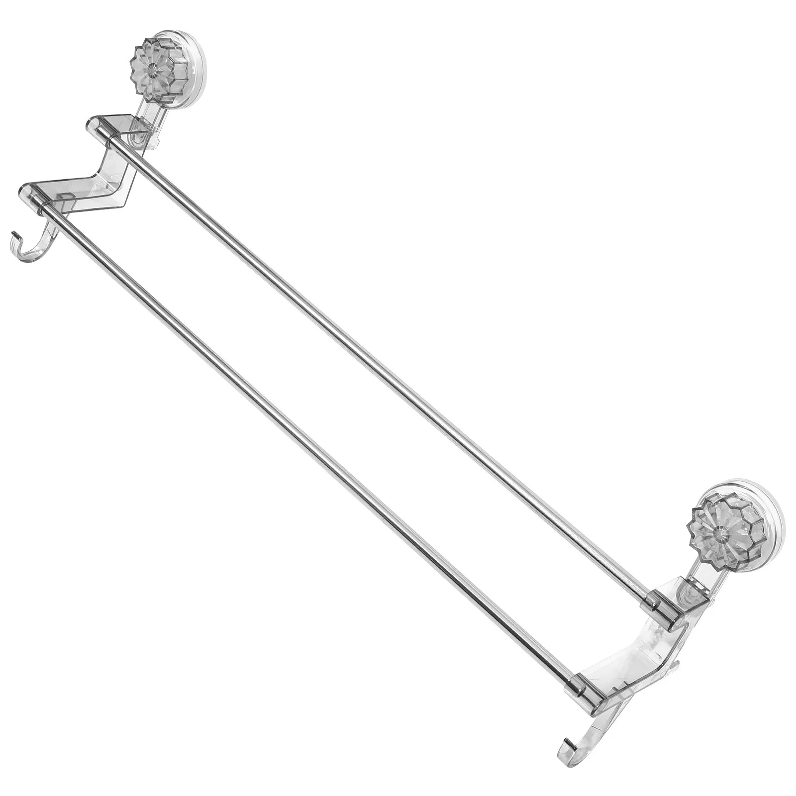 

Двухстоечная настенная вешалка для полотенец на присосках, пластик/нержавеющая сталь, для ванной и кухни, держатель для полотенец без сверления, без перфорации, органайзер