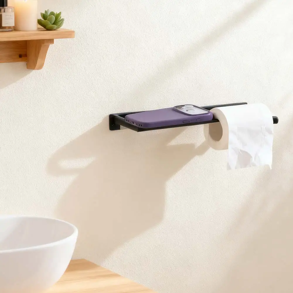 

Stable Wall Mounted Toilet Paper Holder Strong Load Capacity Save Space Towel Holders Iron Sturdy Paper Roll Rack Bathroom