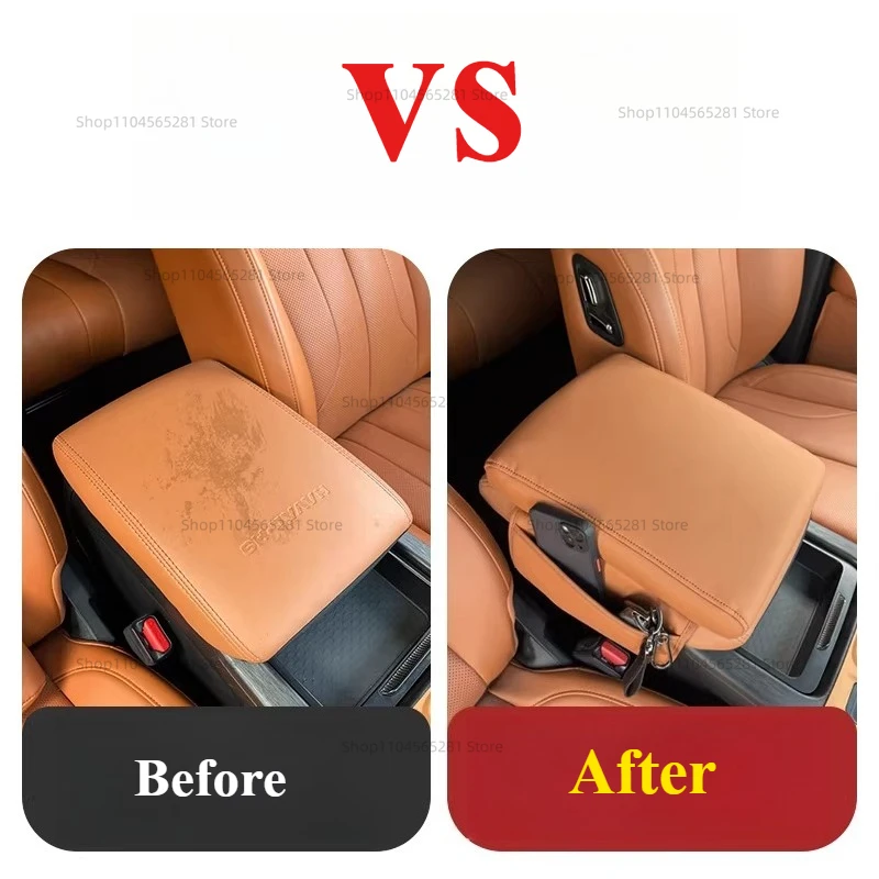 For Haval H9 II 2024 2025 Auto Central Armrest Box Height Increase Pad Nappi Leather Protective Cover Increase Storage Bag Box