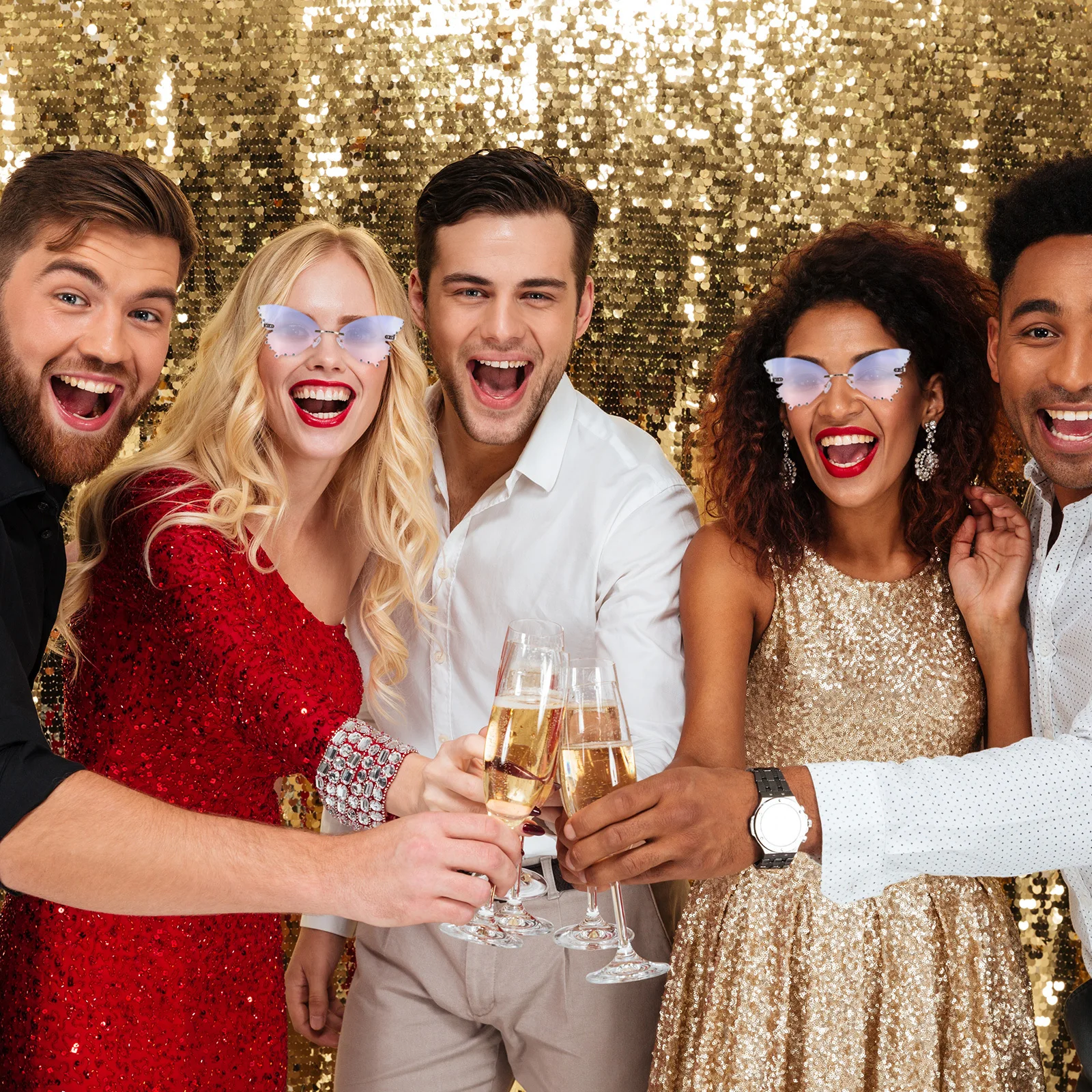 

1Pair Trendy Rimless Sunglasses Butterflies Shape Party Eyeglasses Personalized Cosplay Supplies Fashion Eyeglasses