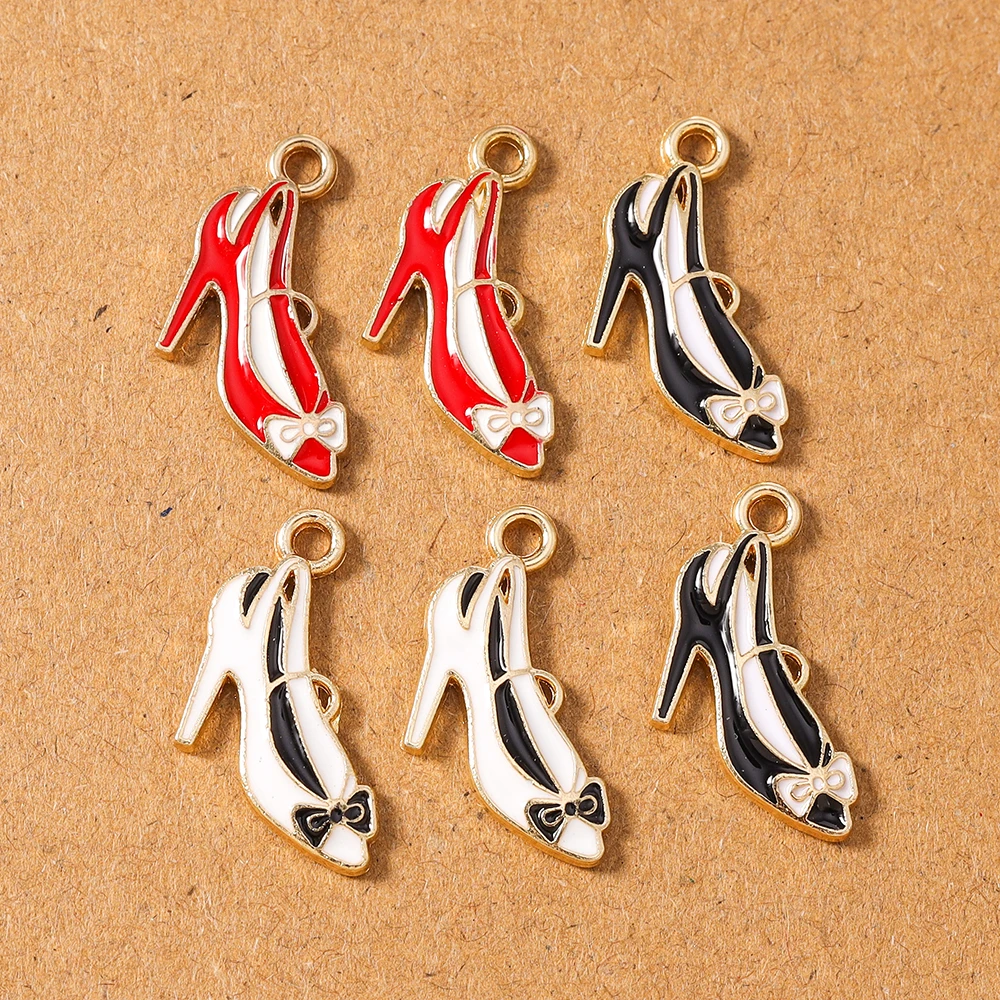 

10pcs Enamel High Heels Charms Shoes Pendants for Jewelry Making Necklace Earrings Bracelet DIY Accessories Supplies