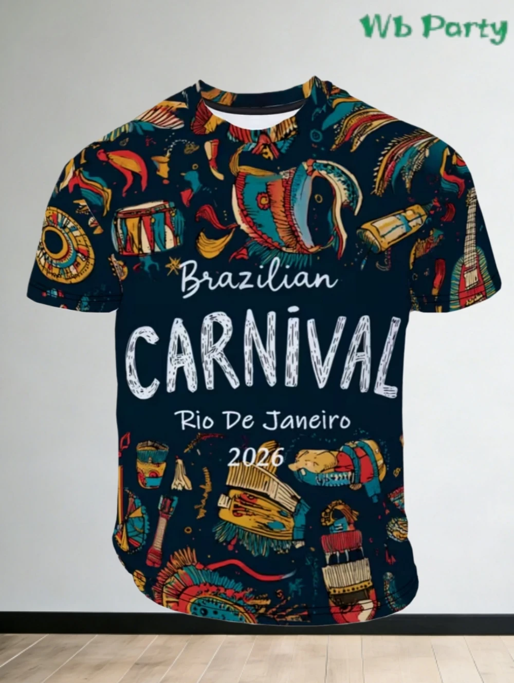 Men's Carnival Graphic T-Shirts Brazil Festival Mask Print Short Sleeve Casual Streetwear Trendy Carnival Brazil Fashion Tops