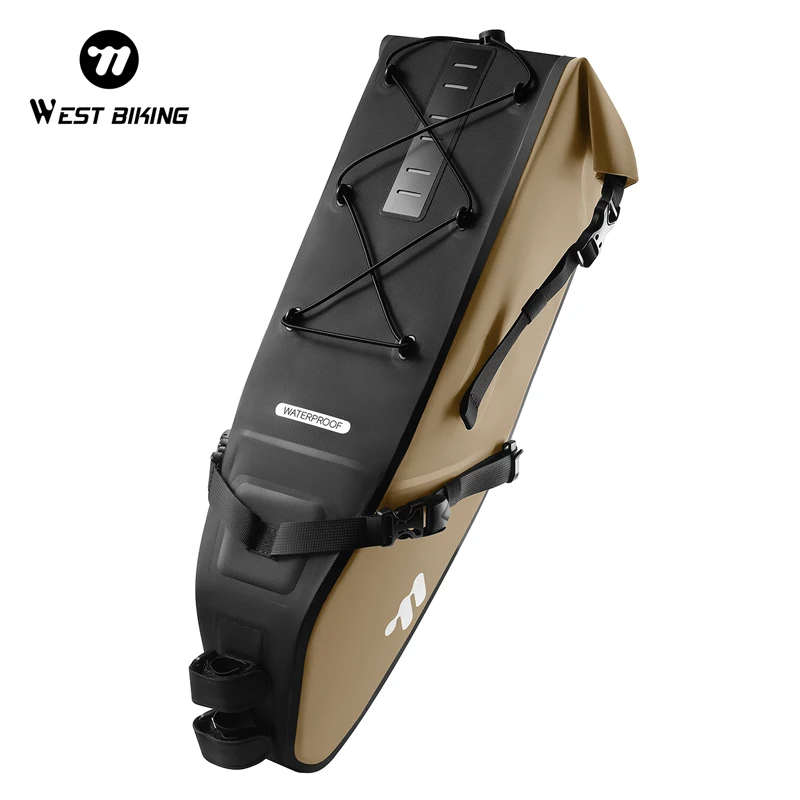 AliExpress West Biking WEST BIKING Bicycle Saddle Bag 10-14L Large Capacity Full Waterproof Cycling Tail Bag Daily Travel Storage Bag MTB Bike Access