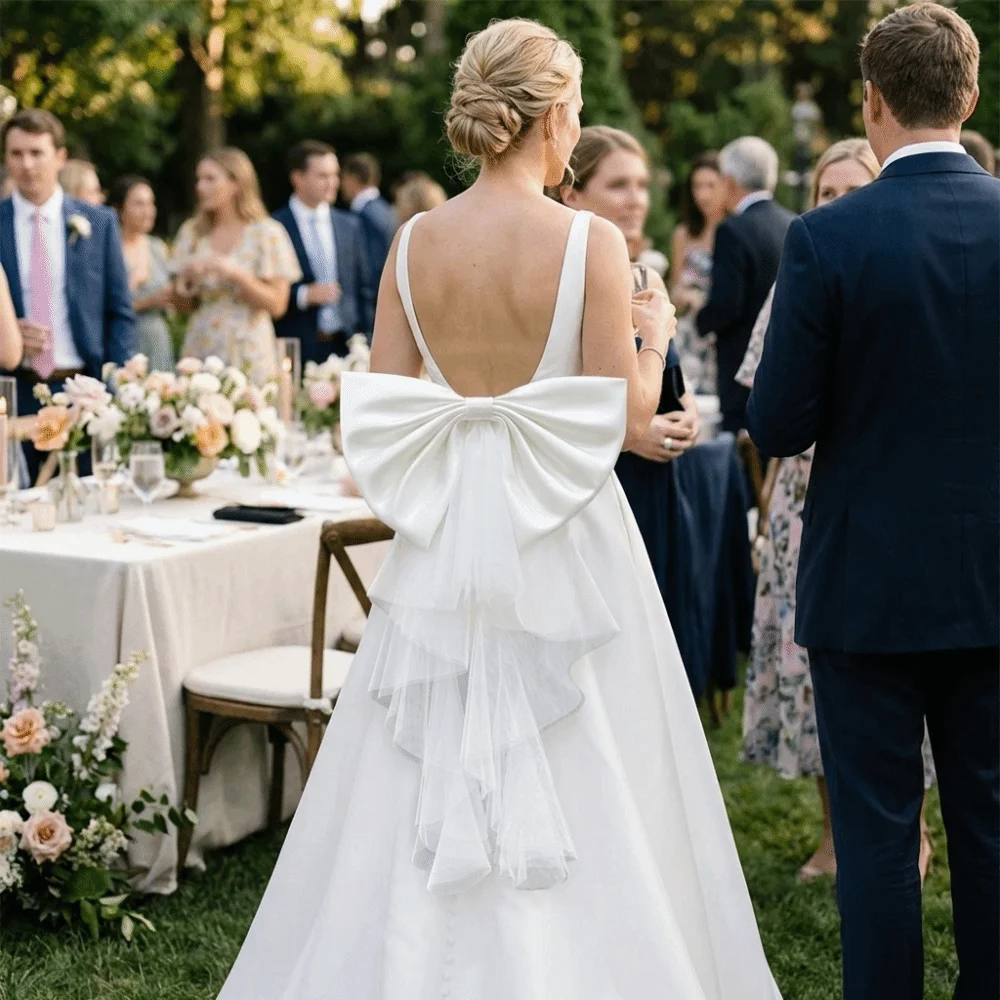 

Single Layer Big Bow Waist Decoration Fluffy Satin Mesh Elegant Bridal Belt Solid Color Temperament Gown Waist Ornament