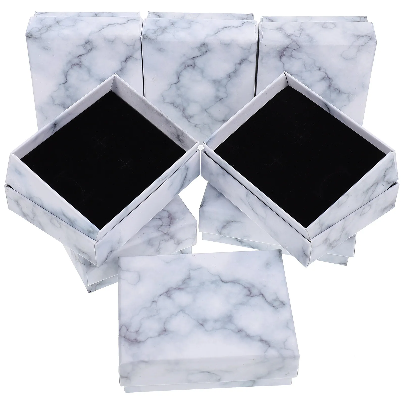 Набор из 8 штук: Роскошные шкатулки для украшений с мраморным принтом, компактные органайзеры для браслетов, часов, колец, настольные декоративные подставки