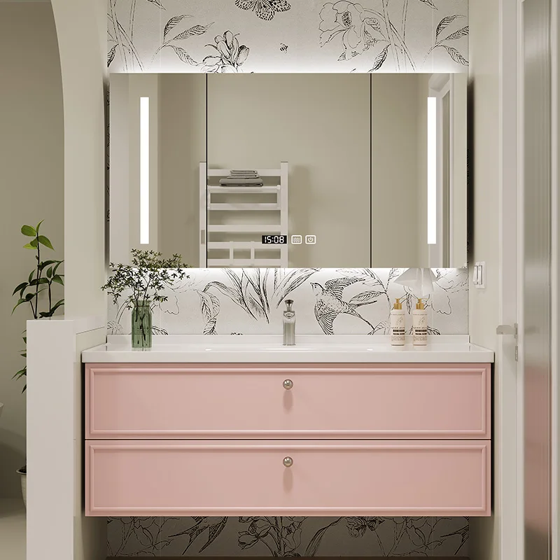 

Wall European Bathroom Cabinet Hanger Handle Mirror Shelves Bathroom Cabinet Storage Sink Muebles Para El Hogar Accessories