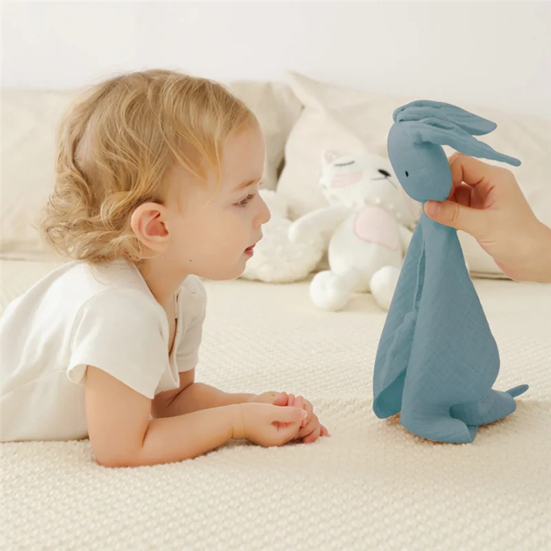 MACH-Loveys For Babies Personalized Muslin Lovey Blanket Custom Embroidered Baby Security Blanket Bunny Comforter With Nam