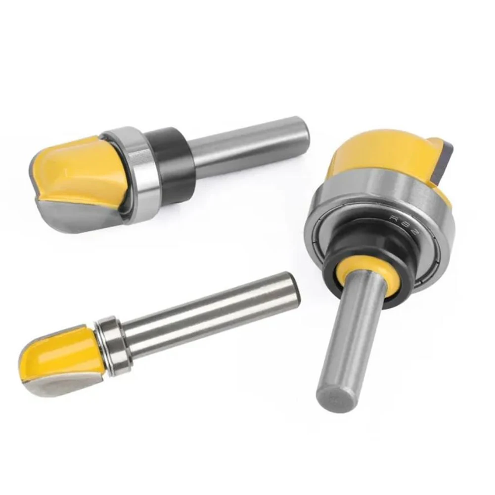 Set of 3 8mm Shank Router Bits with Round Nose Milling Cutter and Bearing for Woodworking Bowl and Tray Projects