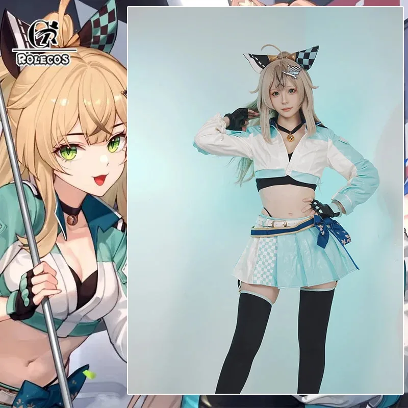 

ROLECOS оригинальный Genshin Impact Kirara Race Queen наряды игра Кирара гоночный костюм Хэллоуин женский косплей костюм