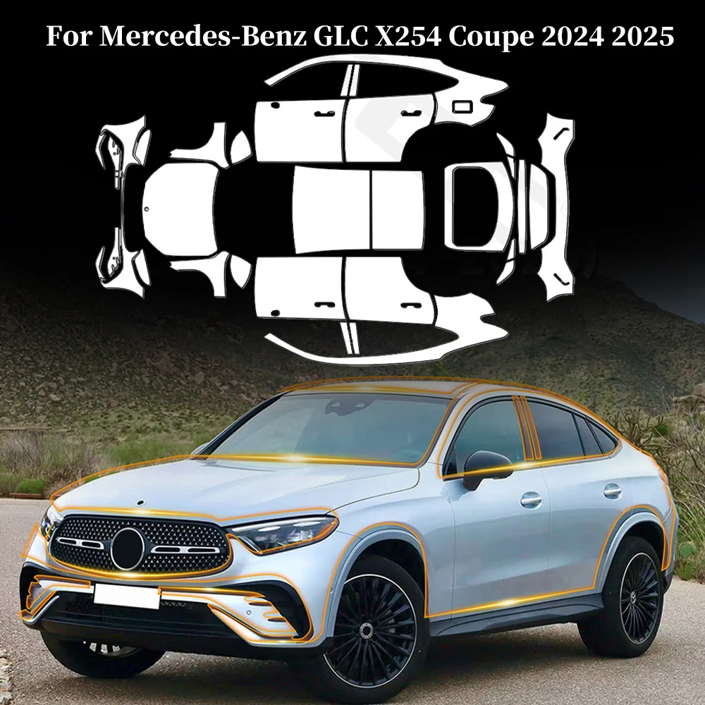 

For Mercedes-Benz GLC X254 Coupe 2024 2025 Anti-scratch TPU Paint Protection Film Pre-cut Clear PPF Car Body Resistant Invisible