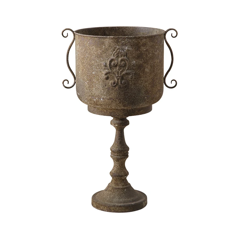 American retro old vase wrought iron home garden flower stand flower pot courtyard garden outdoor floor decoration ornament