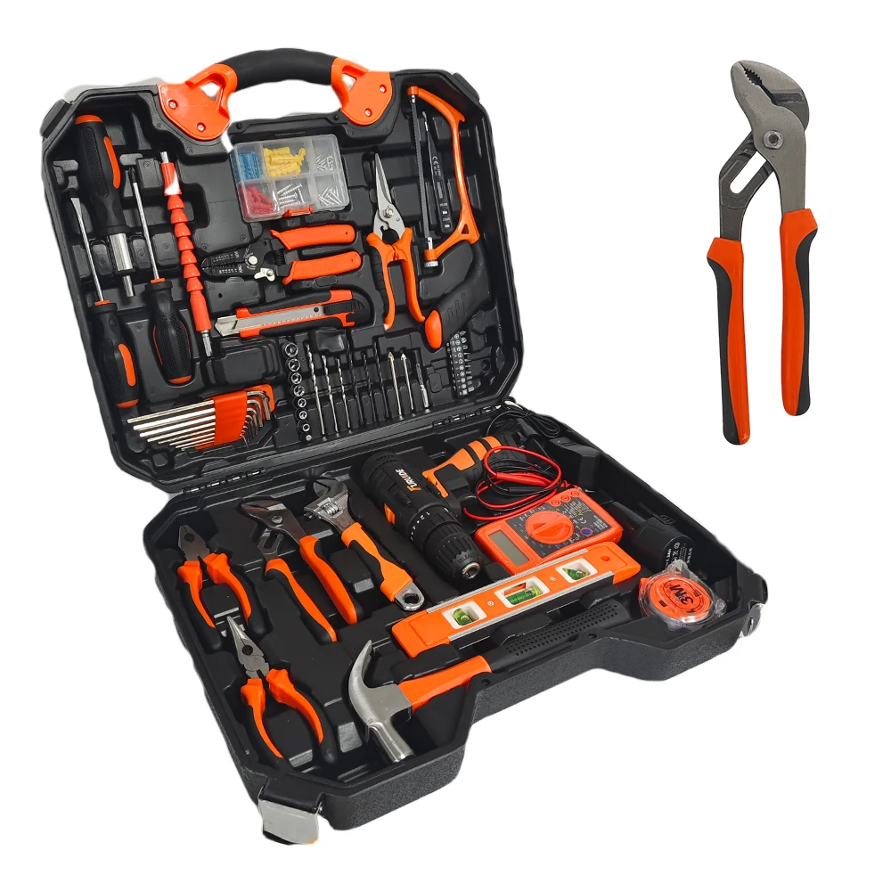 120pcs Electric Hardware Tool Set Household Electric Drill & Screwdriver Electrician Repair Box
