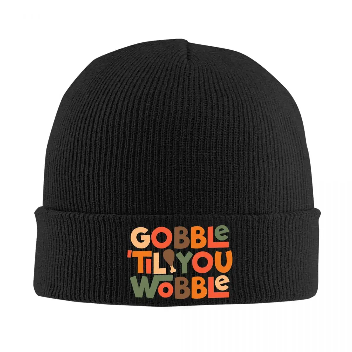 Gobble Til You Wobble Thanksgiving Beanie Hats Bonnet Hats Men Women Unisex Casual Kpop Knit Hat Winter Printed Elastic Caps