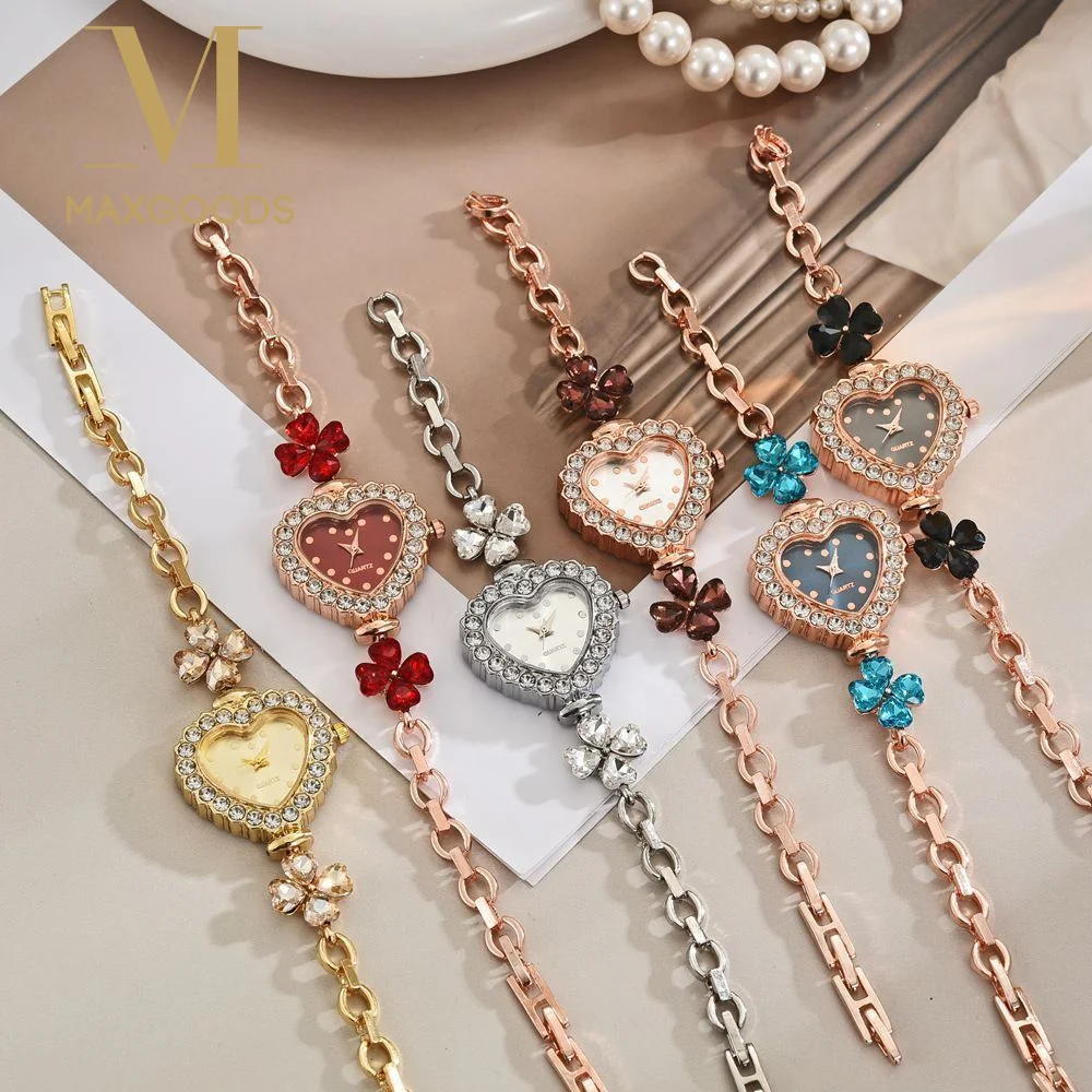 

Кварцевые часы со стразами, ремешок для часов с бриллиантами и регулируемым браслетом, часы в форме сердца, женские наручные часы для женщин и девушек