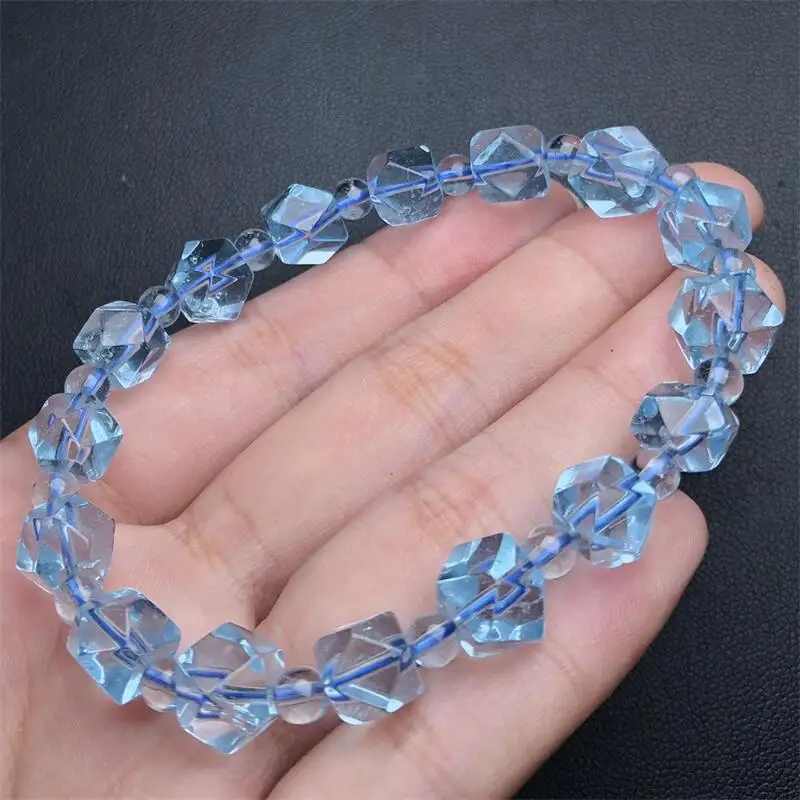 8MM Natural Topaz Facet Bracelet Faceted Beads Crystal Reiki Healing Stone Jewelry Gift For Women Men Gift 1PCS