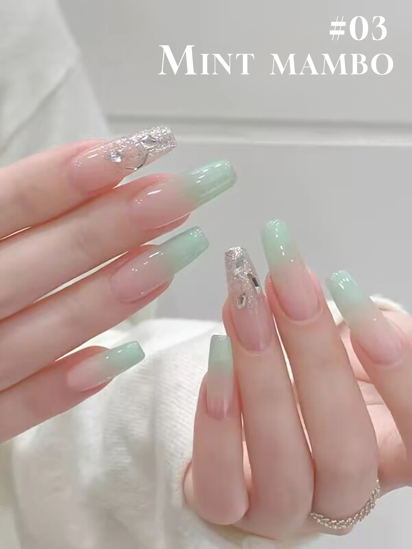 6 STKS 2025 Nieuwe Trendy Nail Art Mode Lichttherapie Ijs Transparant Mint Blauw-Groen Helder Naakt Gel Nagellak, Duurt 28 Dagen