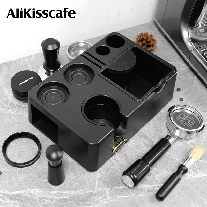 Coffee Tamping Station Stand ABS Portafilter Holder Mat Knock Box For 51MM 54MM 58MM Barista Tools Espresso Machine Accessories