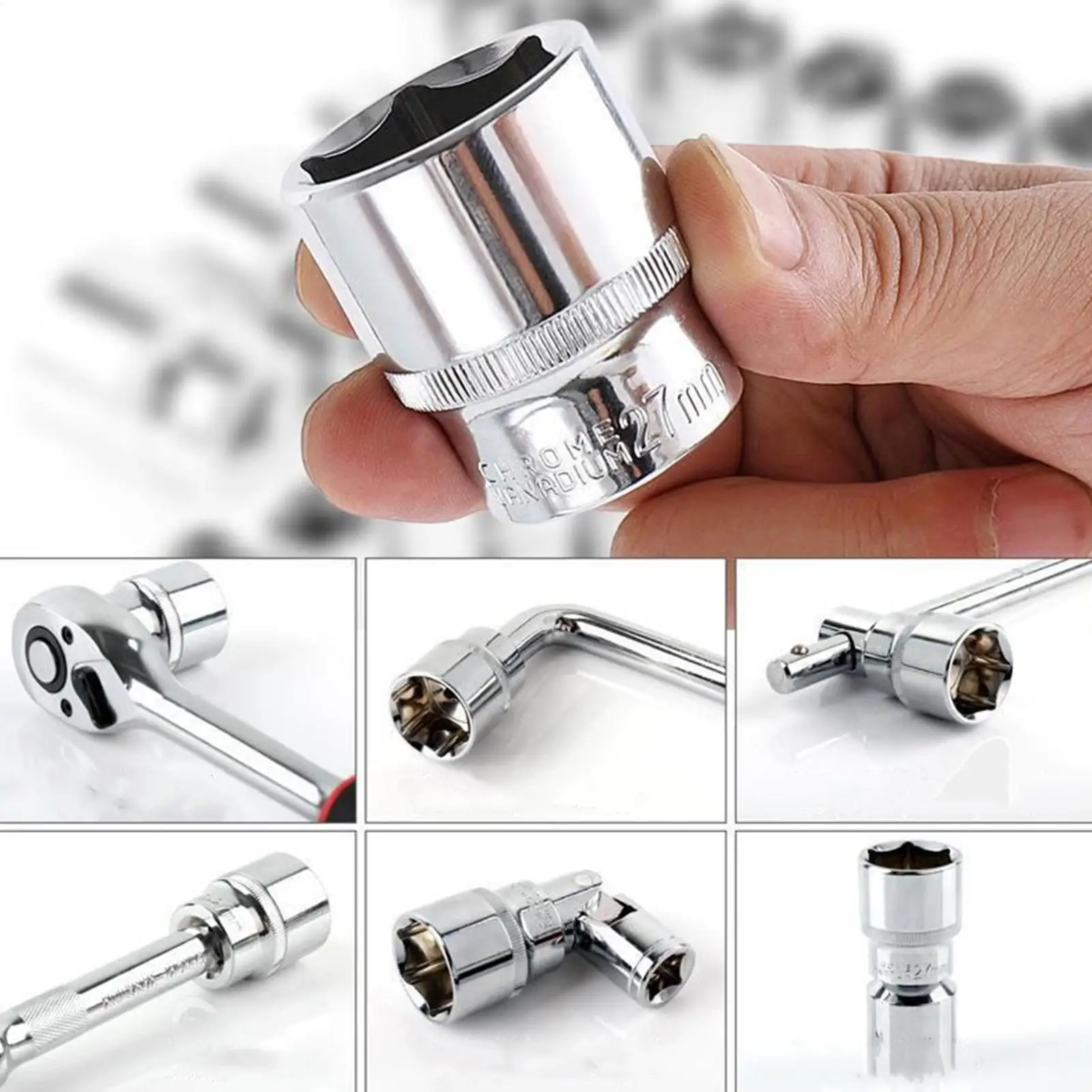 36mm Socket 6-Point Socket with Rust-Proof Drive Steel Axle Shaft Nut Remover for 1/2 Inch Ratchet Wrench System Truck Car