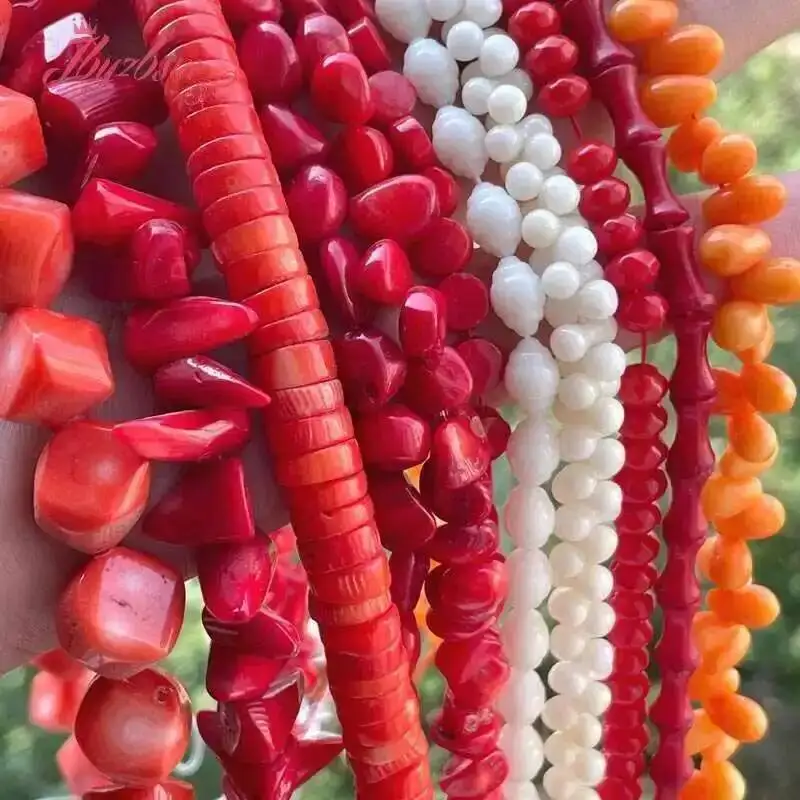 Natural Coral Freeform Stone Beads For Necklace Bracelets Earring Jewelry Making Spacer Strand 15 Inches DIY Loose Beads - Image 6