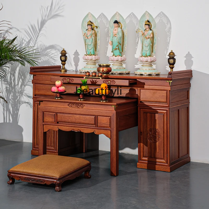 

Solid Wood Altar Altar Buddha Shrine Household Incense Desk Temple Prayer Altar Table Incense Table God Desk Set