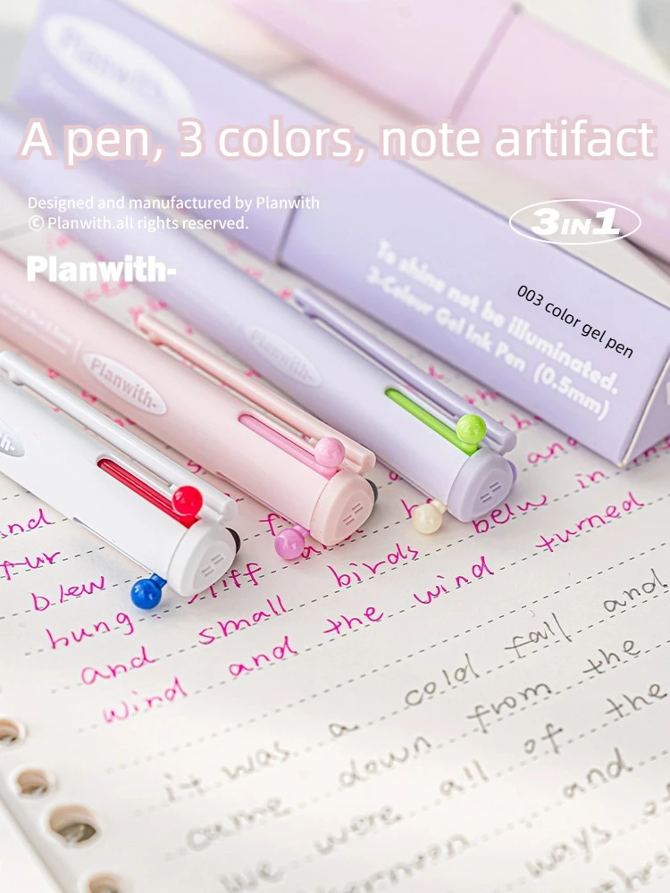 

39/3 Color 3 in 1 Multi Functional Click Ballpoint Pen Retractable Gel Pen for Writing Journal Office School Supplies Stationery