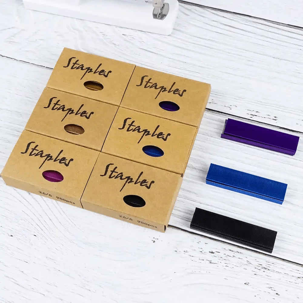 دبابيس قياسية كاملة مقاس 26/6، 1000 عبوة من دبابيس الألوان - دبابيس المكتب العامة، دبابيس المستندات