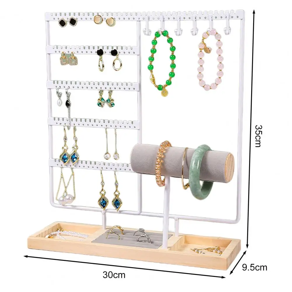 Wooden Jewelry Storage Rack Large Capacity Jewelry Display Stand Bracelet Necklace Watch Earrings Organization Holder