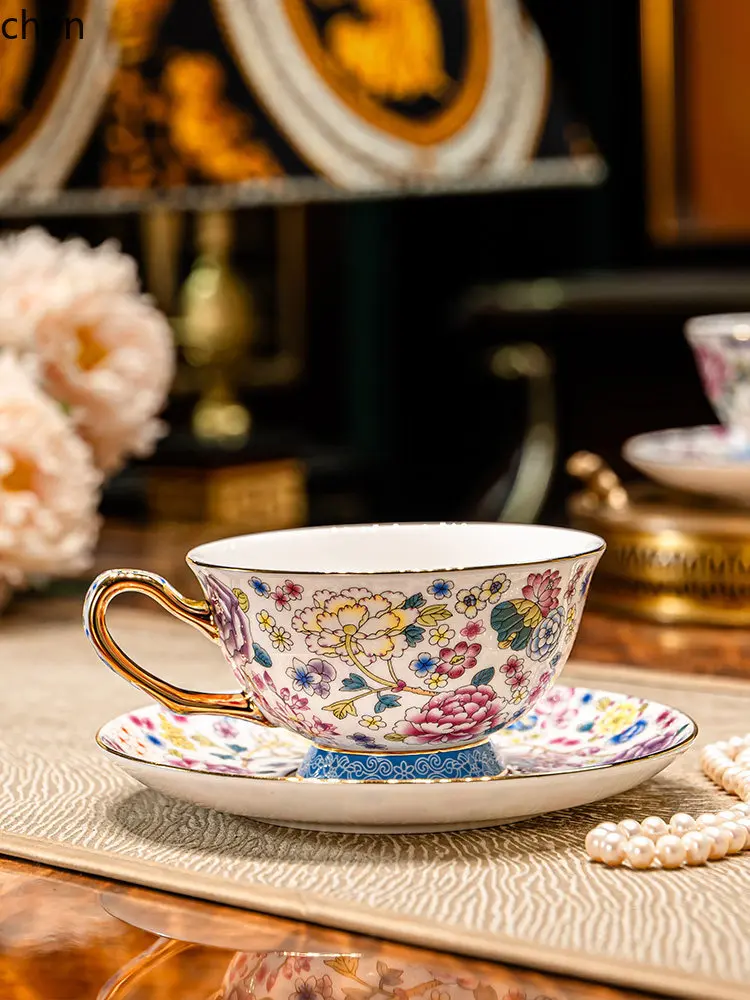 YFY  coffee cup enamel bone china coffee cup suit gift box to give as a gift european light luxury exquisite cup